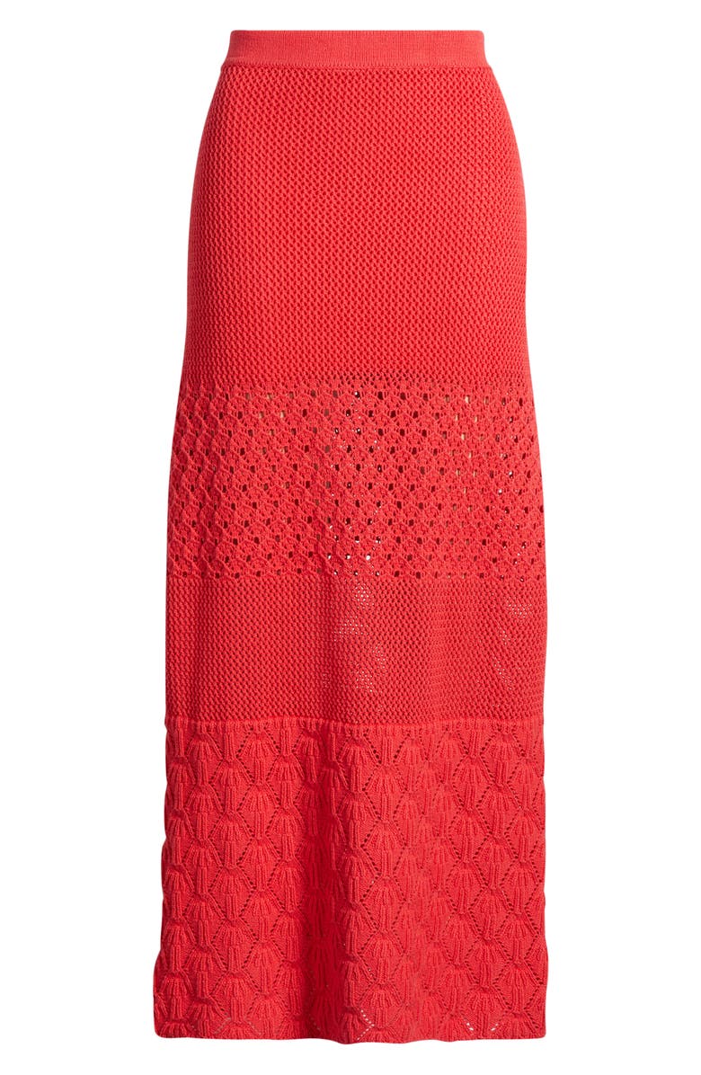 Marine Layer Amada Midi Cotton Sweater Knit Skirt, Alternate, color, Red