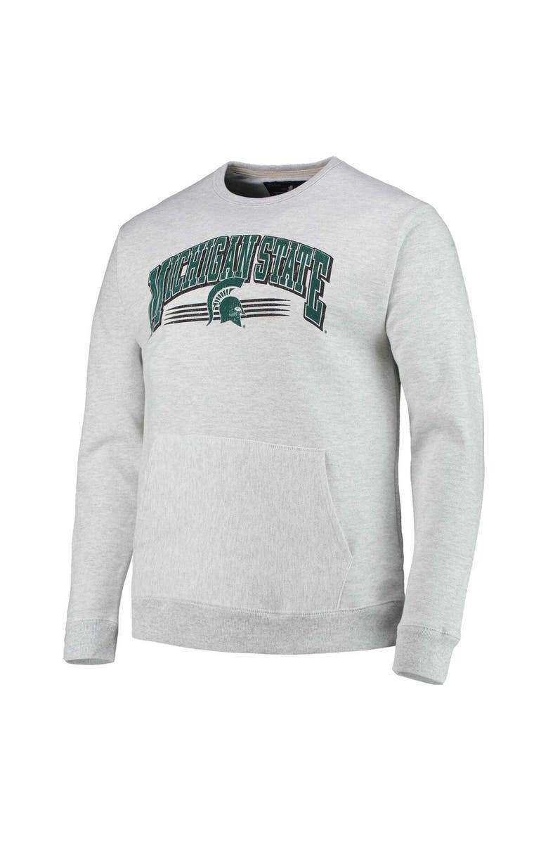LEAGUE COLLEGIATE WEAR Men's League Collegiate Wear Heathered Gray Michigan State Spartans Upperclassman Pocket Pullover Sweatshirt, Alternate, color, 