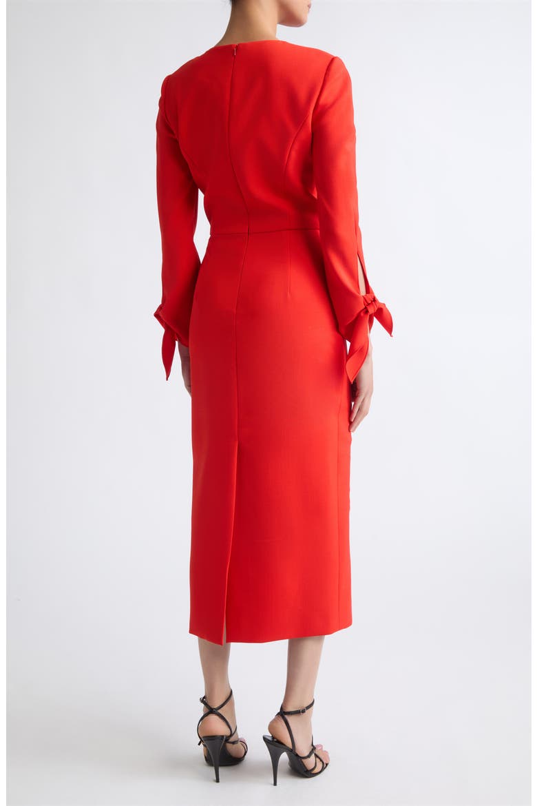 Tie Detail Wool Blend Midi Dress, Alternate, color, CHILI RED