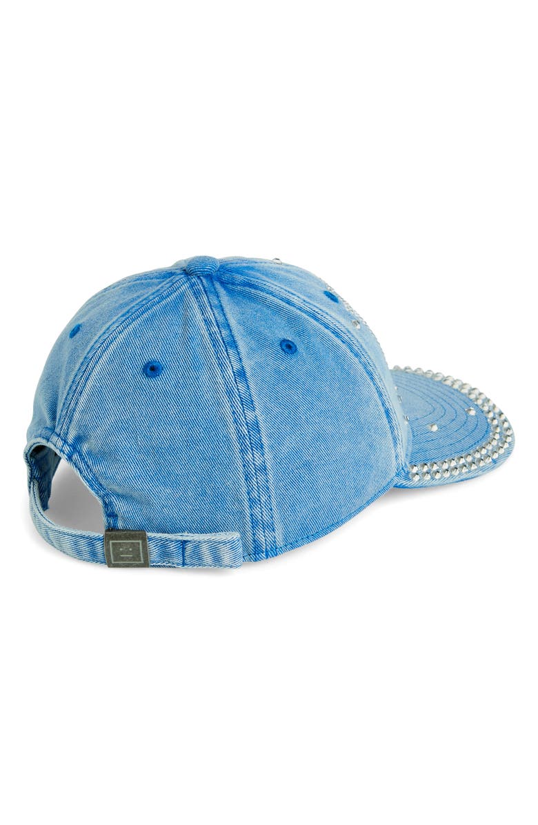 Acne Studios Cunov Crystal Embellished Denim Baseball Cap, Alternate, color, 
