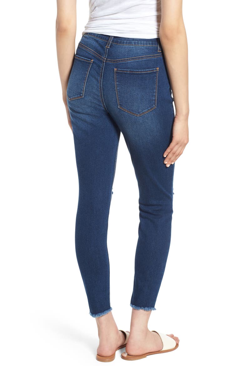 Ripped High Waist Ankle Jeggings, Alternate, color, DARK WASH