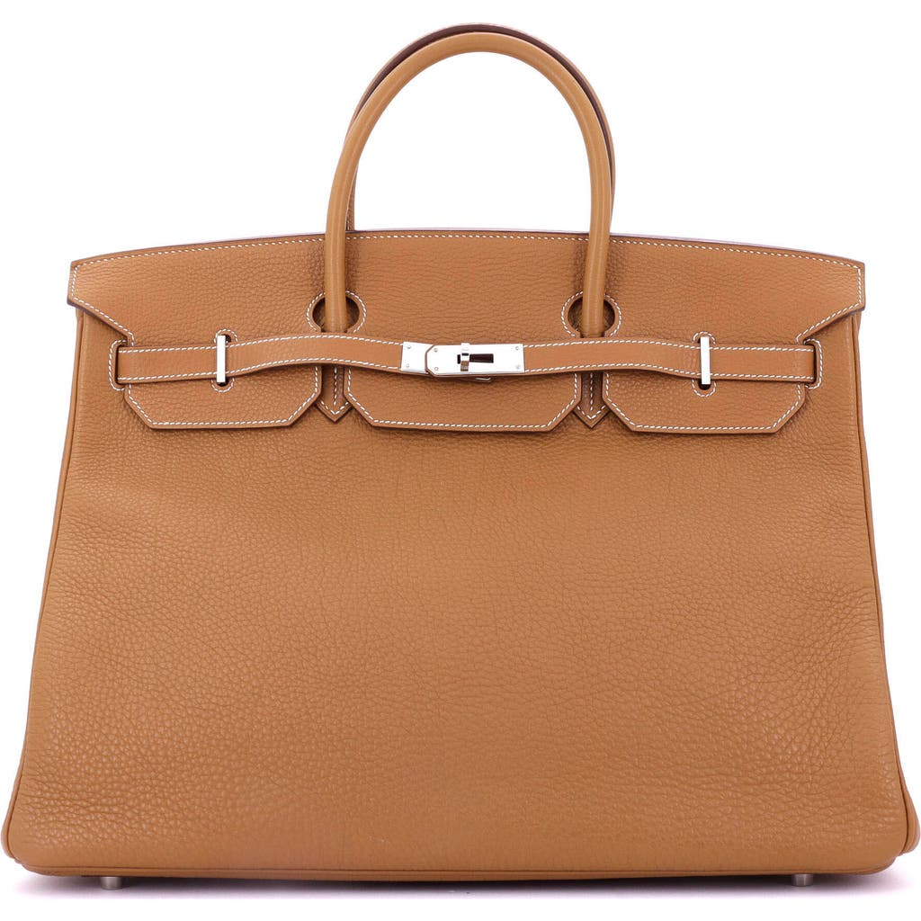 Pre-owned Hermes Hermes Birkin Handbag Brown Togo With Palladium Hardware 40 In Gold