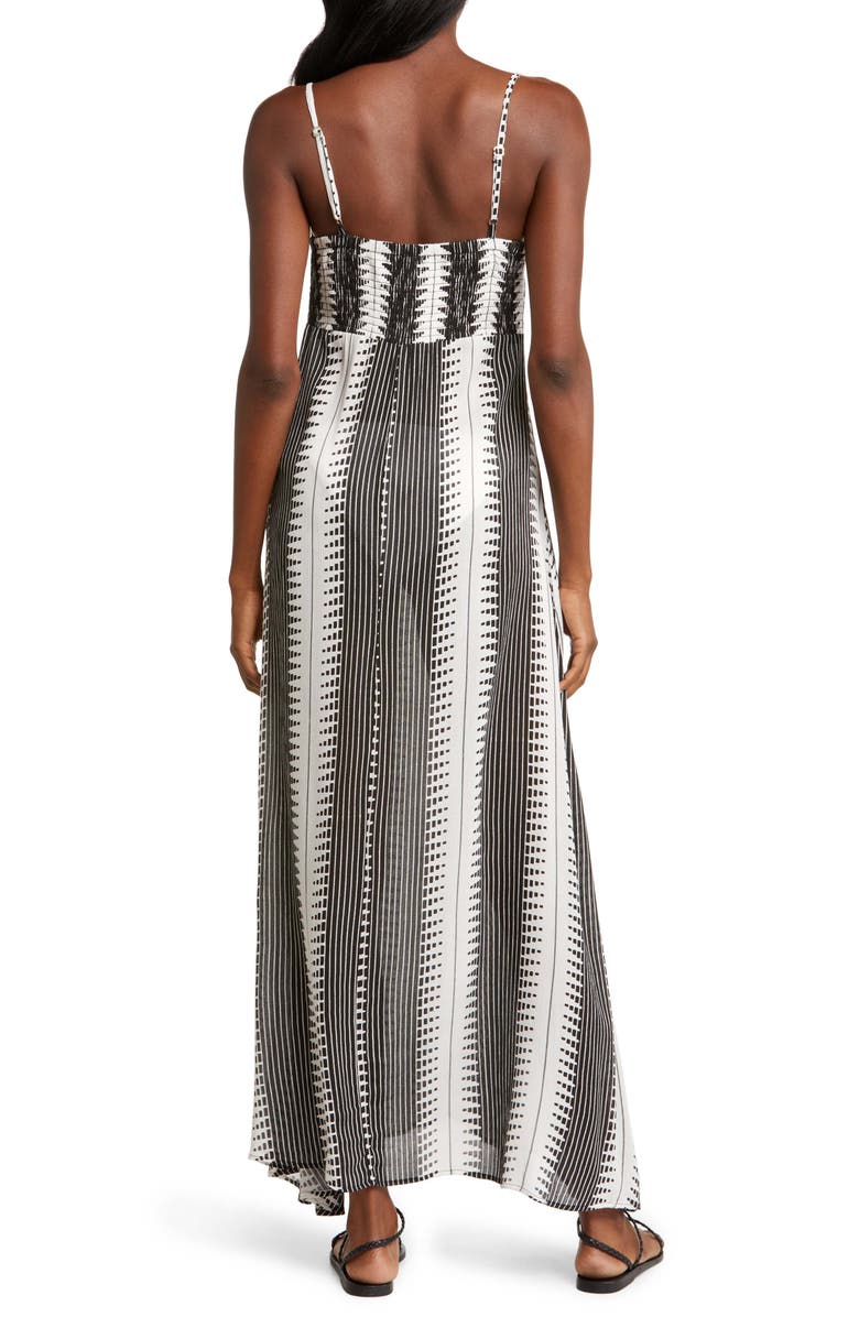 Elan Cutout Tie Front Maxi Cover-Up Sundress, Alternate, color, Black/White Kenya