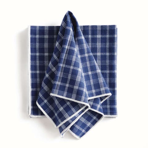 Barclay Butera Oakwood Plaid Cotton Handwoven Dinner Napkins Set of 4