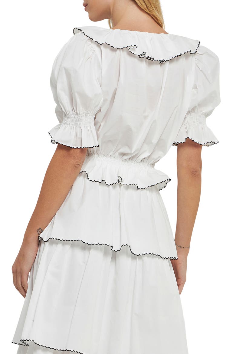 Picot Stitch Ruffle Poplin Top, Alternate, color, OFF WHITE