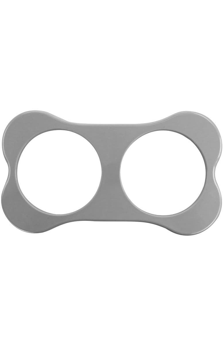 Gibson Home Bow Wow Meow 3 Piece Elevated Pet Bowl Dinner Set, Alternate, color, Grey