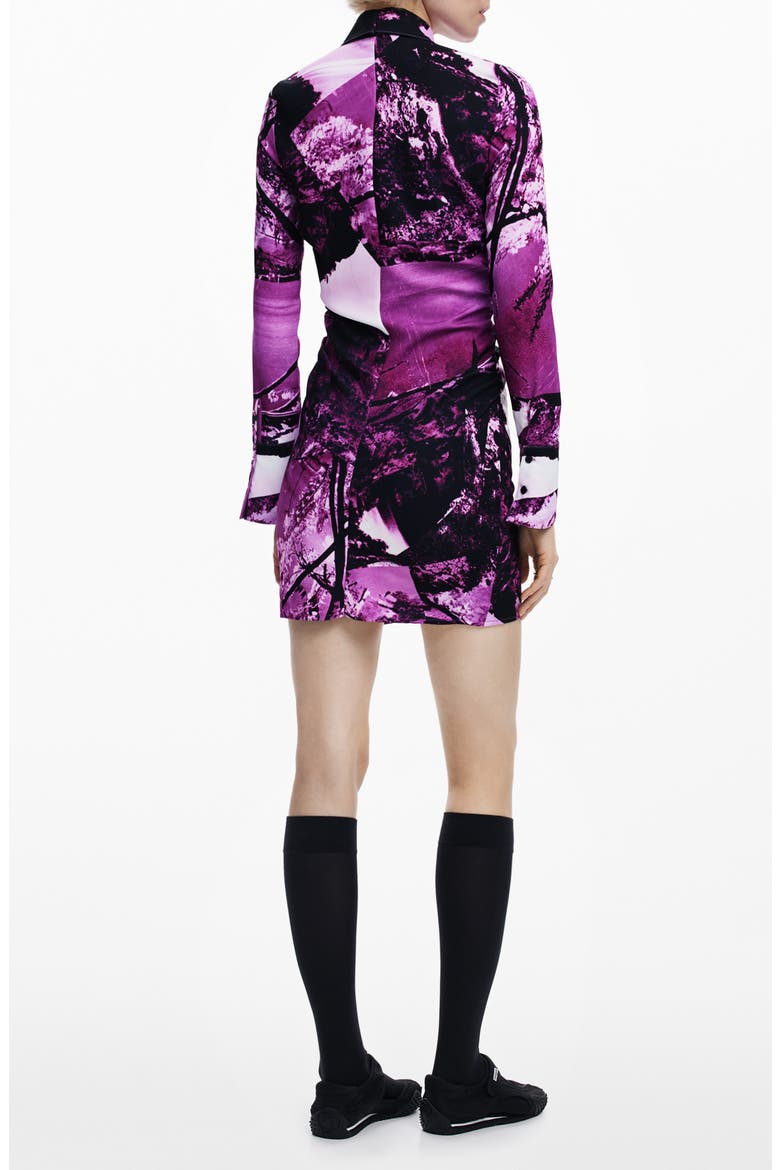 Print Long Sleeve Mini Shirtdress, Alternate, color, PURPLE