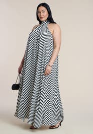 ELOQUII Trapeze Halter Maxi Dress