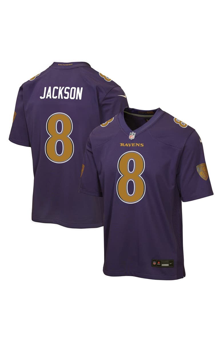 Nike Youth Nike Lamar Jackson Purple Baltimore Ravens Alternate 2 Game Jersey, Main, color, Purple