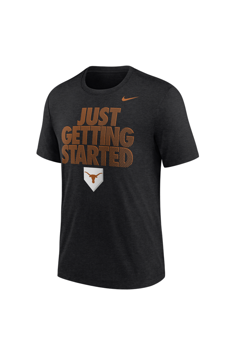 Men's Nike Heather Black Texas Longhorns 2026 NCAA Baseball Men's College World Series Dugout Tri-Blend T-Shirt, Main, color, Heather Black