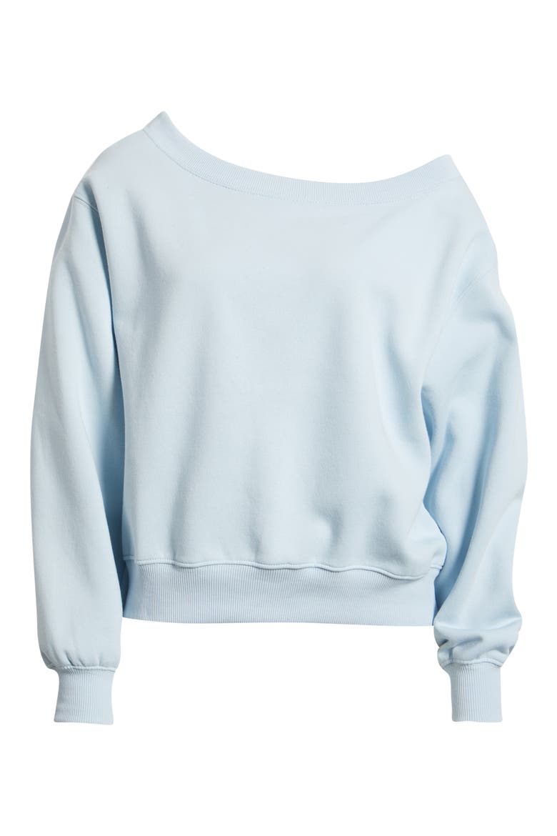 Off the Shoulder Fleece Sweatshirt, Alternate, color, BLUE SKYRIDE