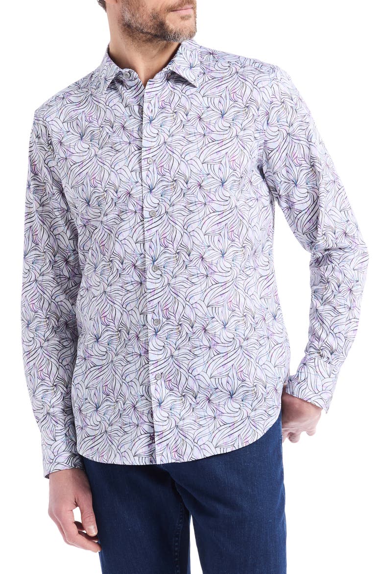Chavril Floral Button-Up Shirt, Main, color, WHITE MULTI