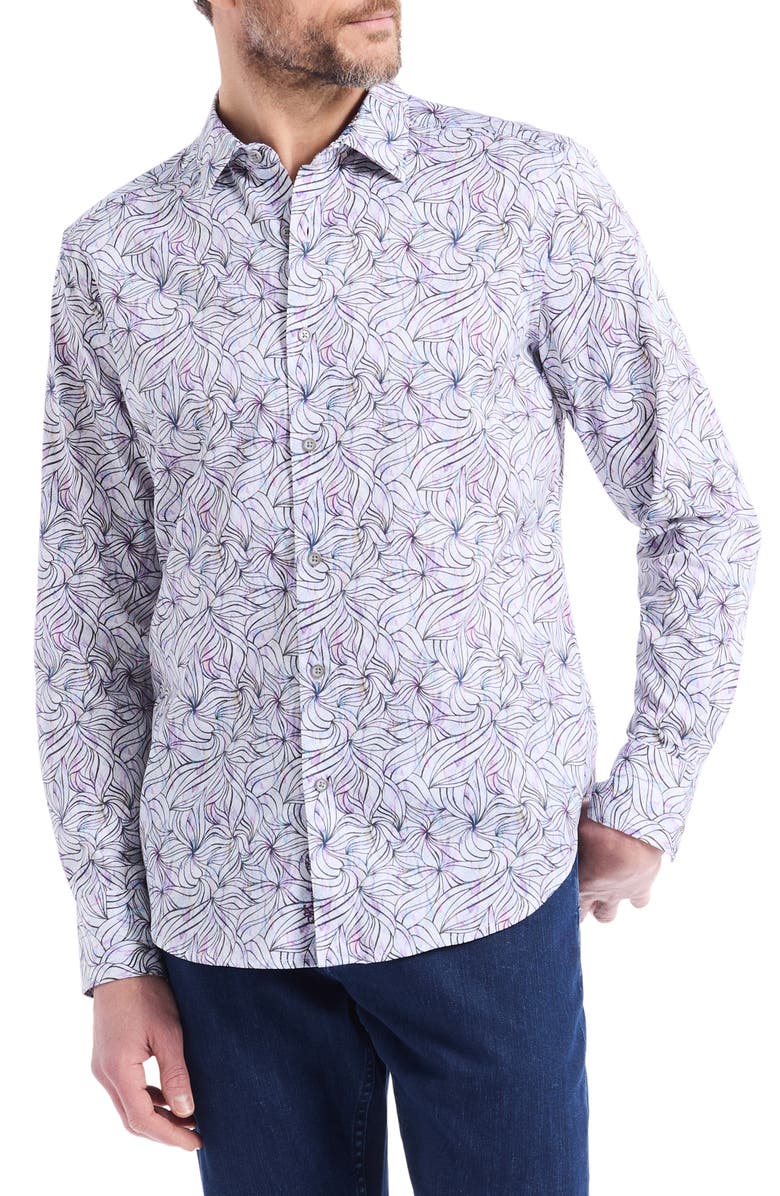 Robert Graham Chavril Floral Button-Up Shirt, Main, color, White Multi