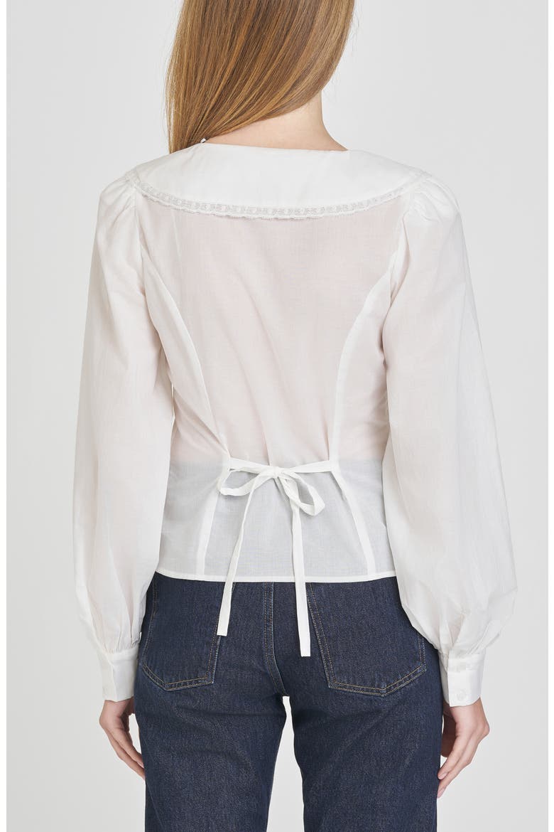 Cynthia Pintuck Pleat Lace Detail Cotton Button-Up Shirt, Alternate, color, IVORY