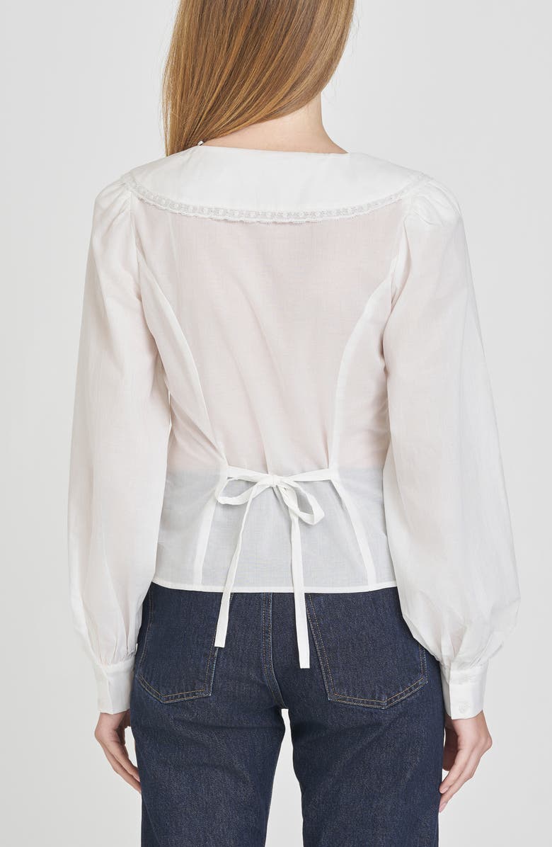 WAYF Cynthia Pintuck Pleat Lace Detail Cotton Button-Up Shirt, Alternate, color, Ivory