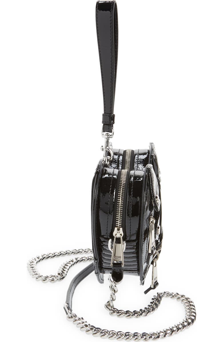 Moschino Moto Jacket Heart Clutch, Alternate, color,