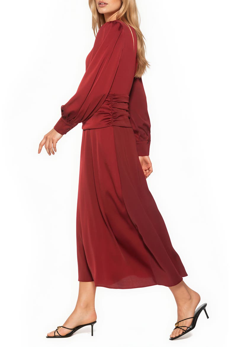 Maeve Long Sleeve Midi Dress, Alternate, color, BURGUNDY