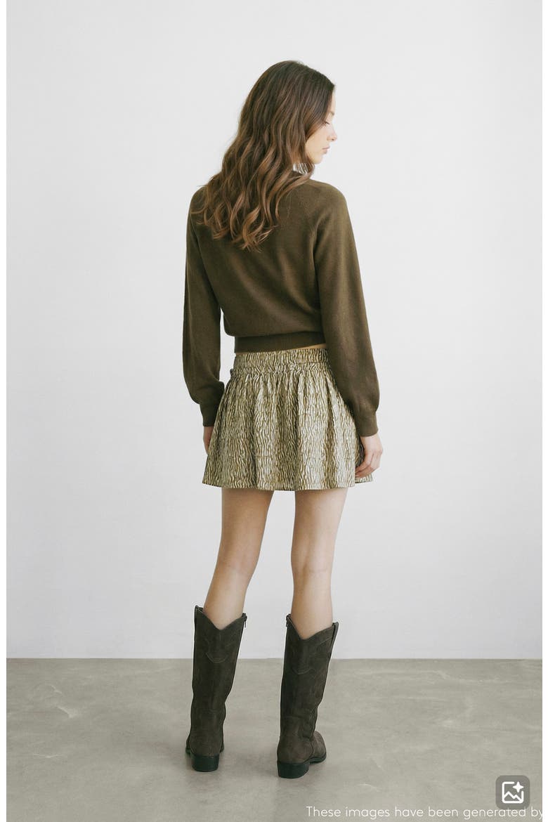 Ruffle Print Miniskirt, Alternate, color, KHAKI GREEN