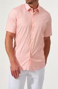 STUDIO GARNET LOS ANGELES Dynamic Comfort Short Stretch Cotton Sleeve Button-Up Shirt