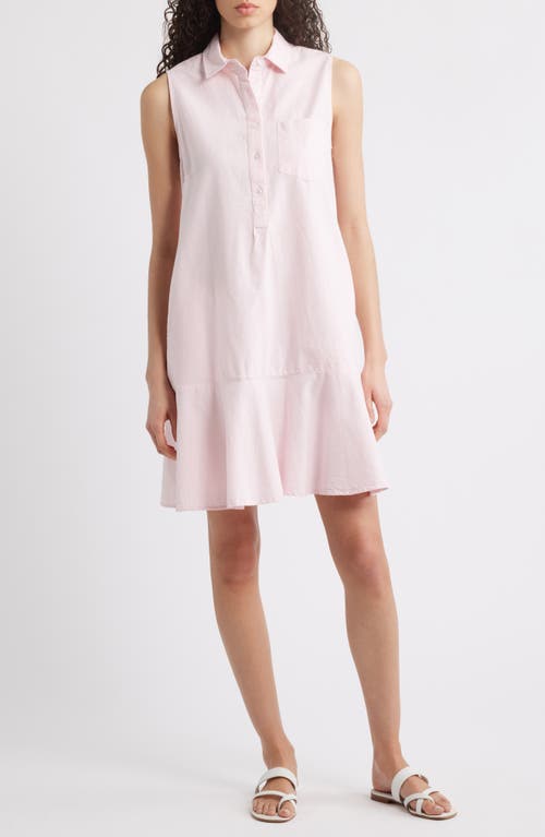 beachlunchlounge Marina Sleeveless Cotton Shirtdress in Pink Oxford 