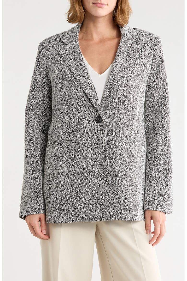 Notch Lapel Single Button Blazer, Main, color, BLACK/ WHITE