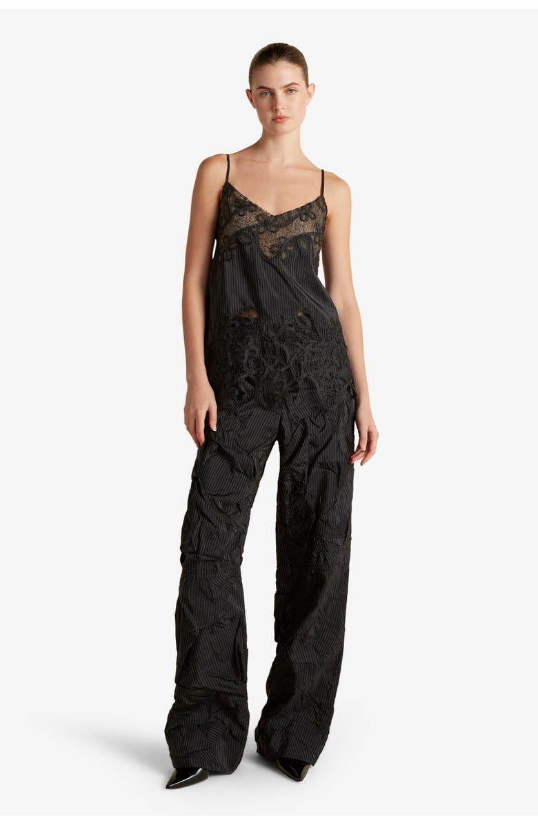 Marina Moscone Crushed Pinstripe Parachute Trouser, Alternate, color, Navy Pinstripe