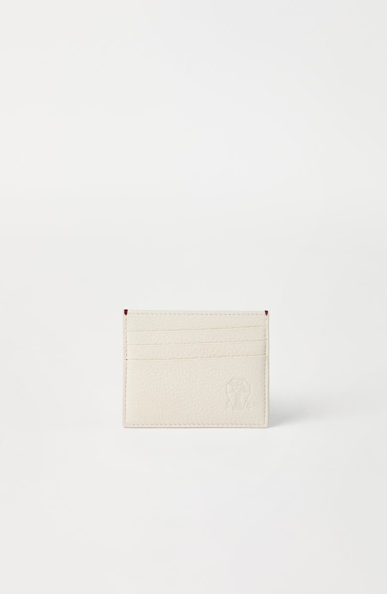 Brunello Cucinelli Calfskin card case, Alternate, color, Ivory