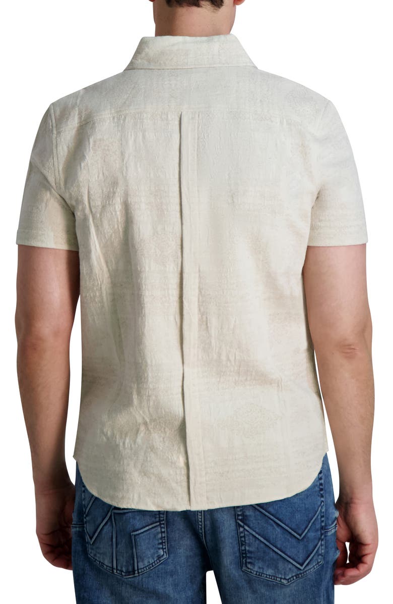 KARL LAGERFELD PARIS Snap Button Short Sleeve Shirt, Alternate, color, Natural