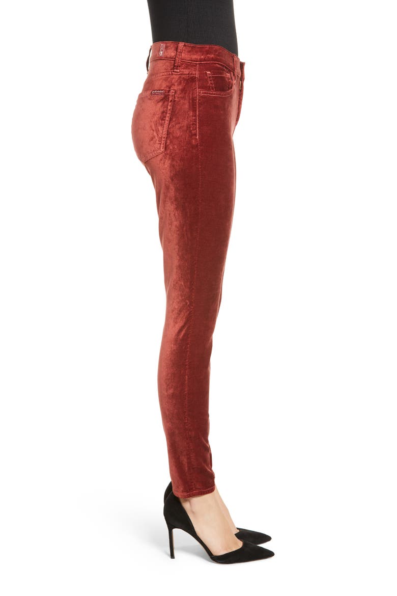 7 For All Mankind® Velvet Ankle Skinny Jeans, Alternate, color, VELVET ANTIQUE PINK