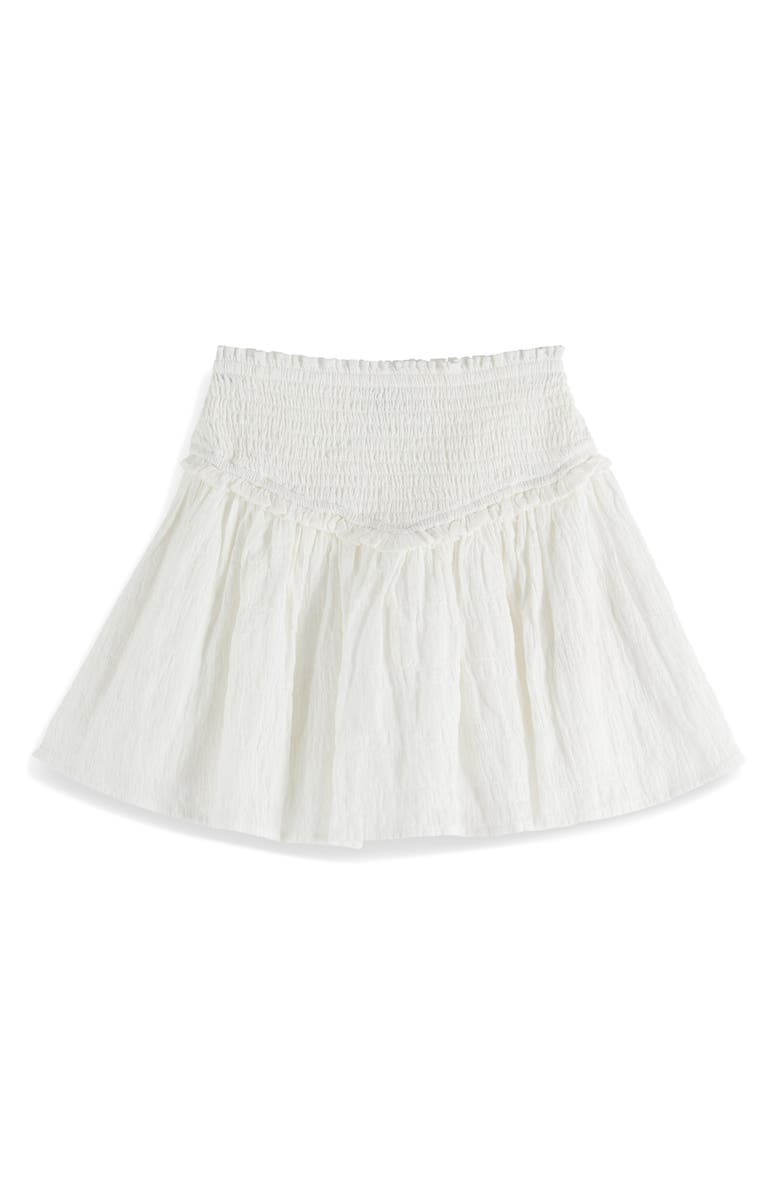 Scotch & Soda Kids' Cotton Gauze Smocked Waist Skirt, Main, color, White