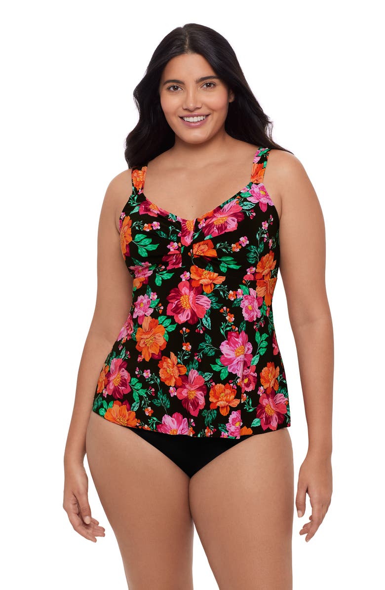Trimshaper Lily V-Neckline Tankini Swimsuit Top, Main, color, Hothouse Garden