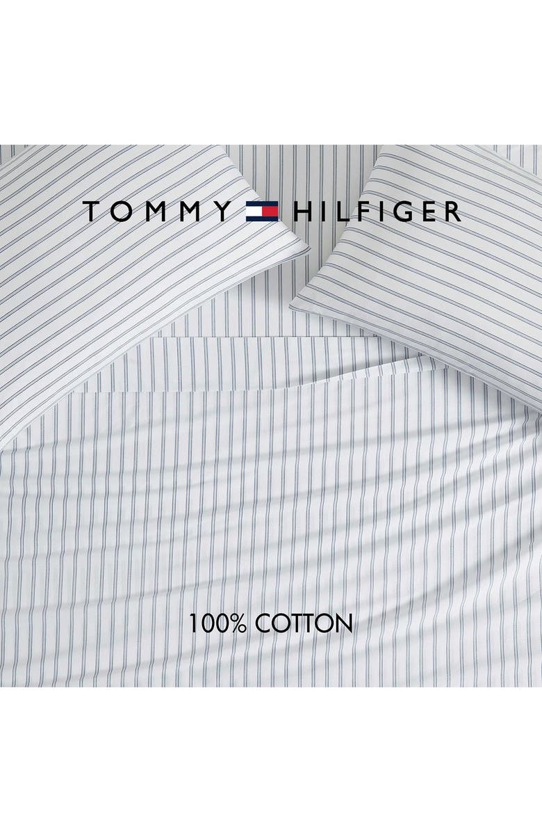 Tommy Hilfiger Joshua Tree Stripe Cotton Percale Sheet Set, Alternate, color, White/ Dark Blue/ Red