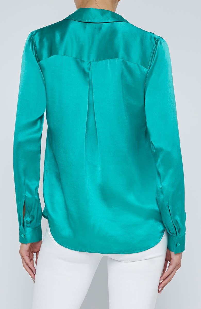 L'AGENCE Tyler Silk Blouse, Alternate, color, Bright Jad