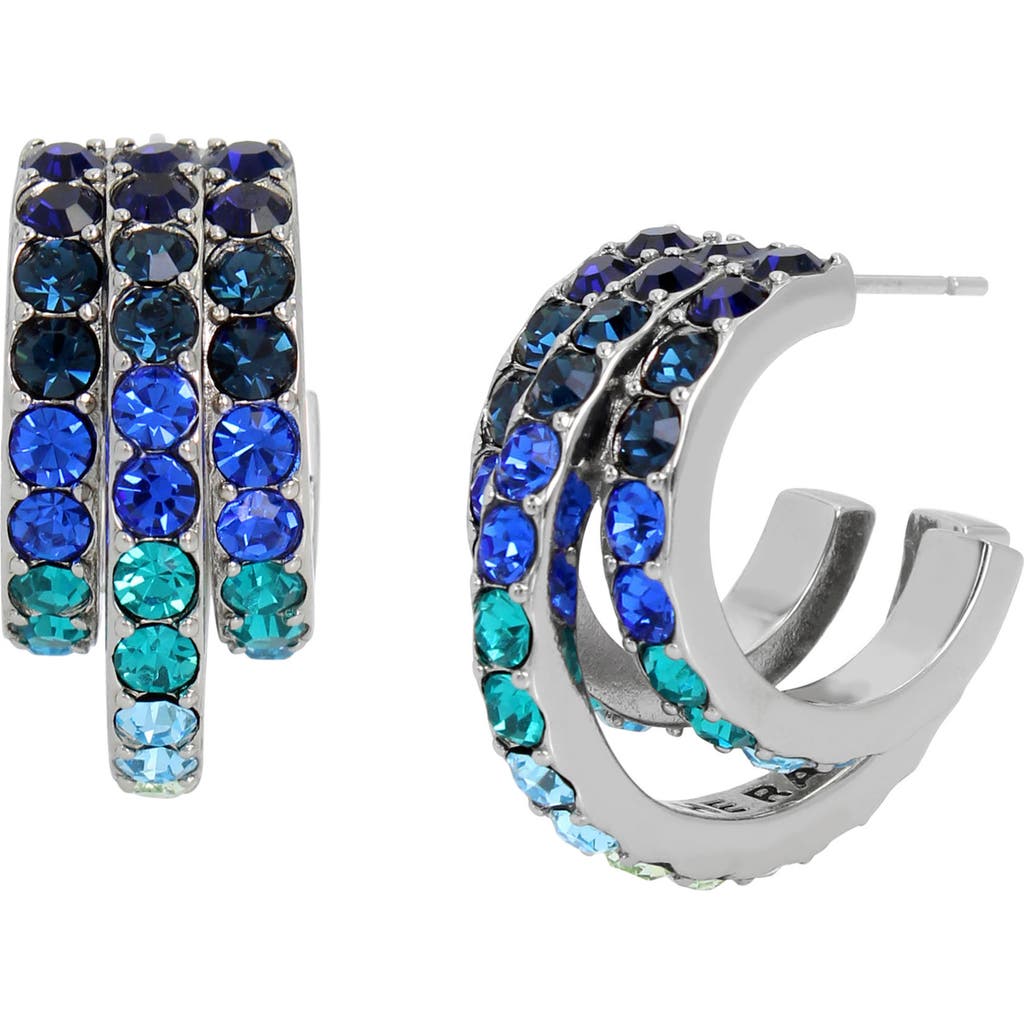 KURT GEIGER KURT GEIGER LONDON CRYSTAL TRIPLE ROW HOOP EARRINGS