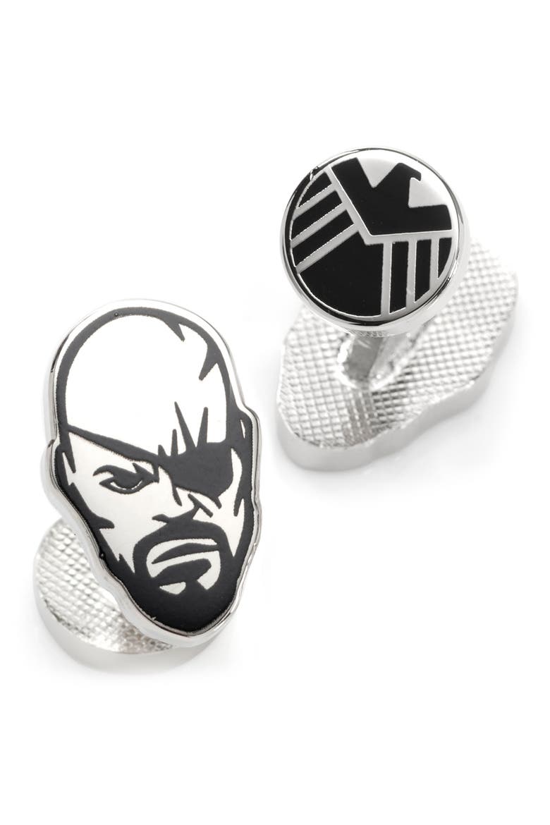 Nick Fury Cuff Links, Alternate, color, SILVER