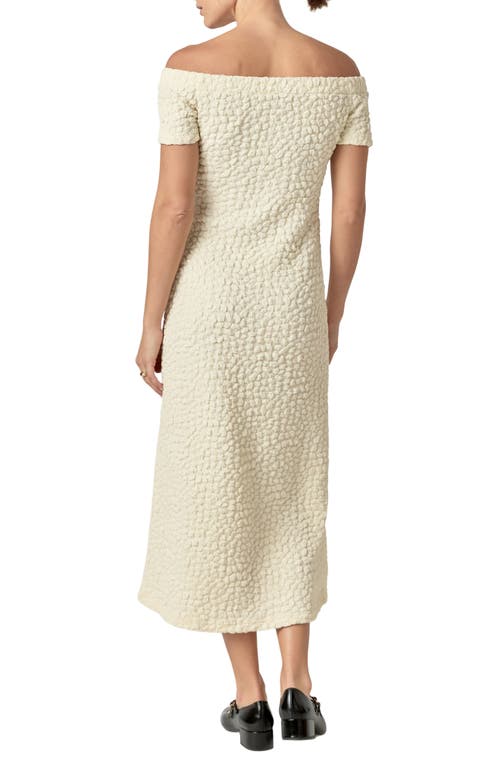 ENGLISH FACTORY ENGLISH FACTORY TEXTURED OFF THE SHOULDER MIDI DRESS