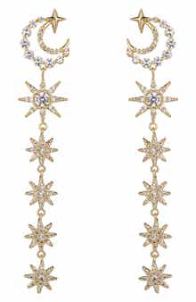 EYE CANDY LOS ANGELES Moon & Star CZ Linear Drop Earrings