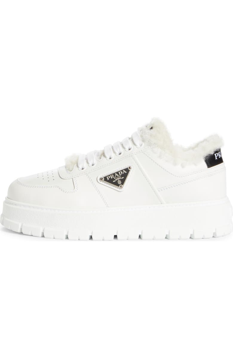 Prada Logo Sport Shearling Lined Platform Sneaker, Alternate, color,