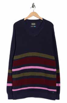 Scotch & Soda Striped Regular Fit V-Neck Sweater