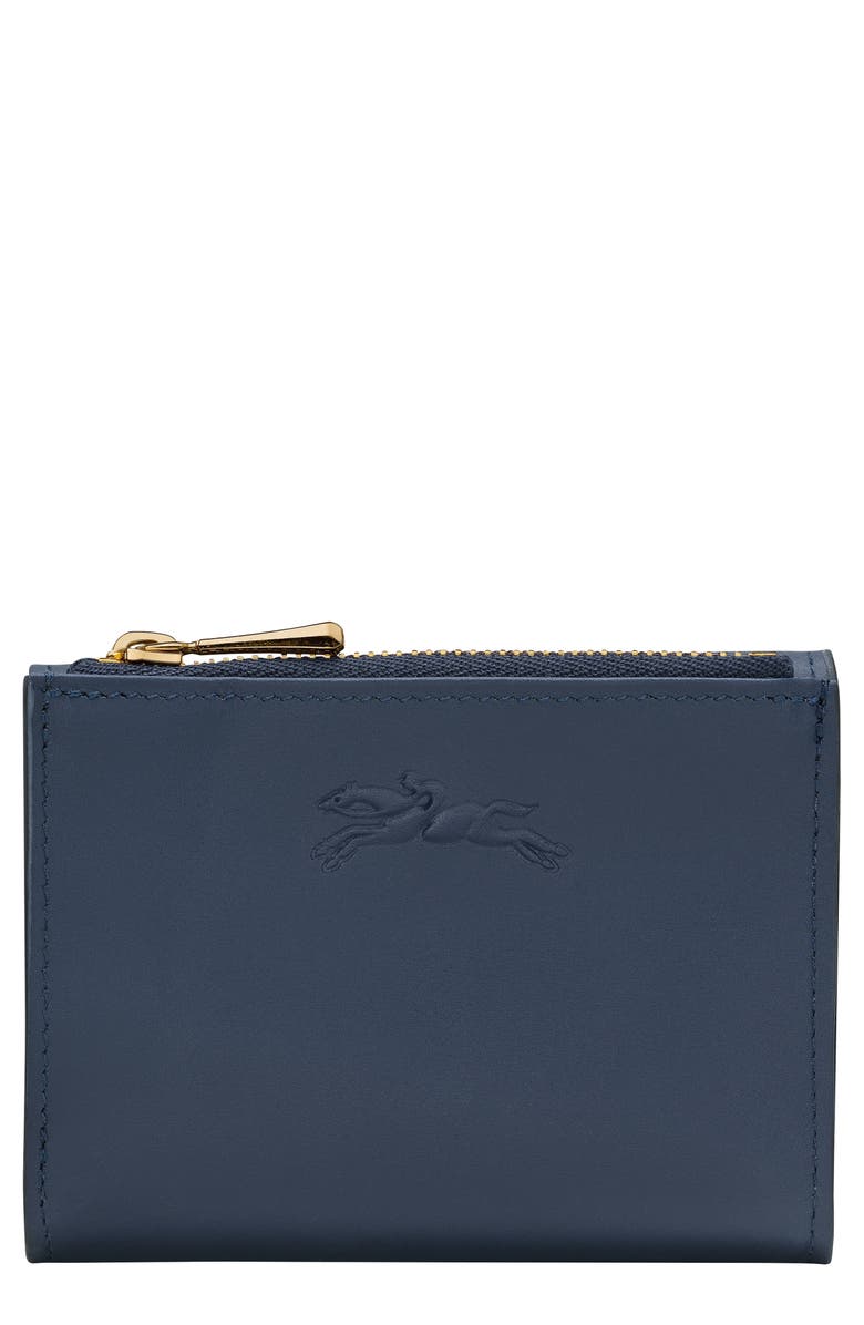 Longchamp Compact Épure Timeless Leather Trifold Wallet, Main, color, Navy