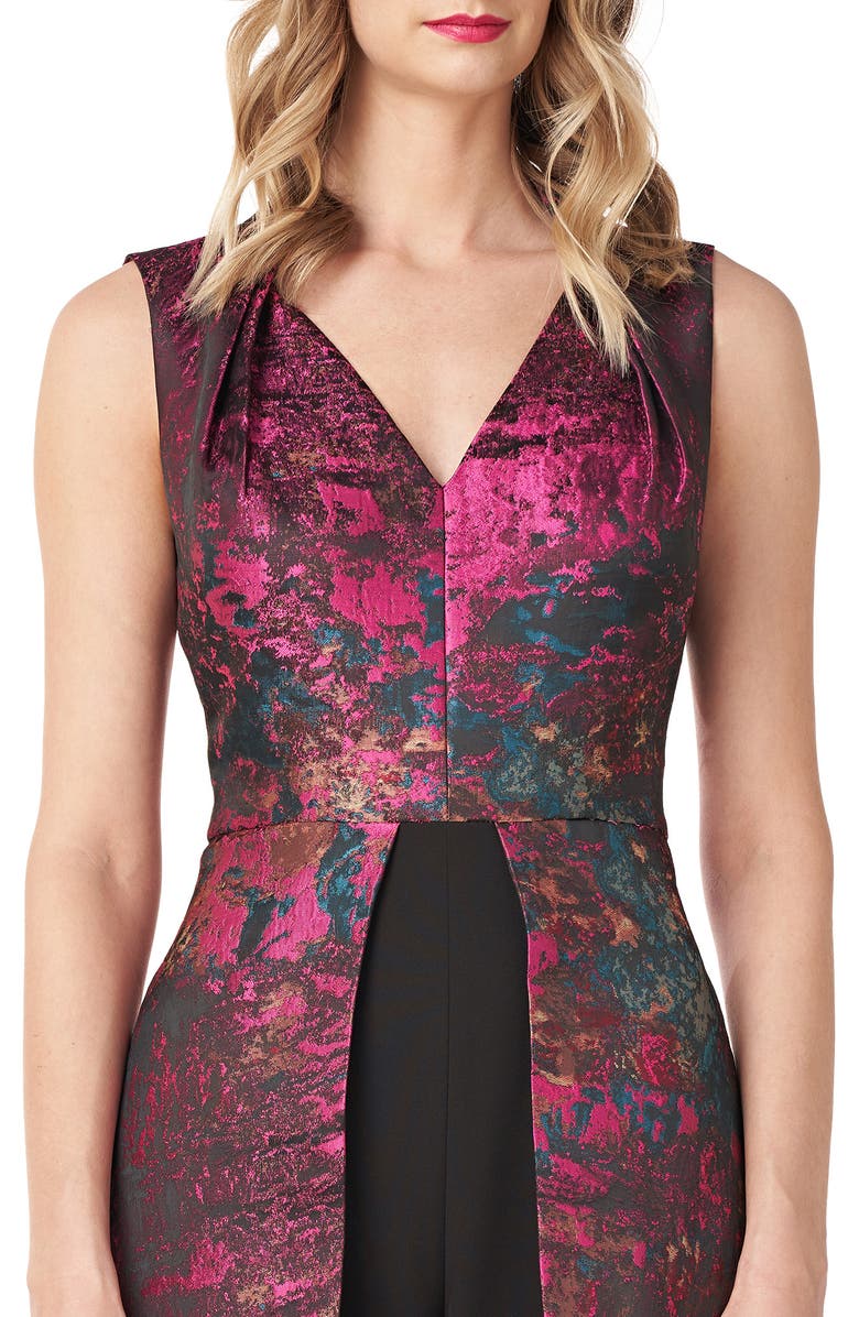 Kay Unger Kelsey Abstract Jaquard Maxi Romper, Alternate, color,