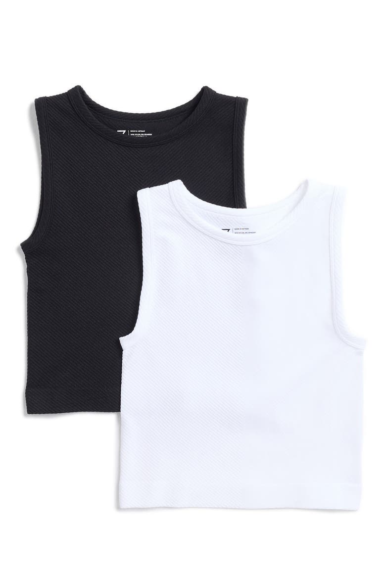 2-Pack Seamless Tanks, Alternate, color, WHITE/BLACK