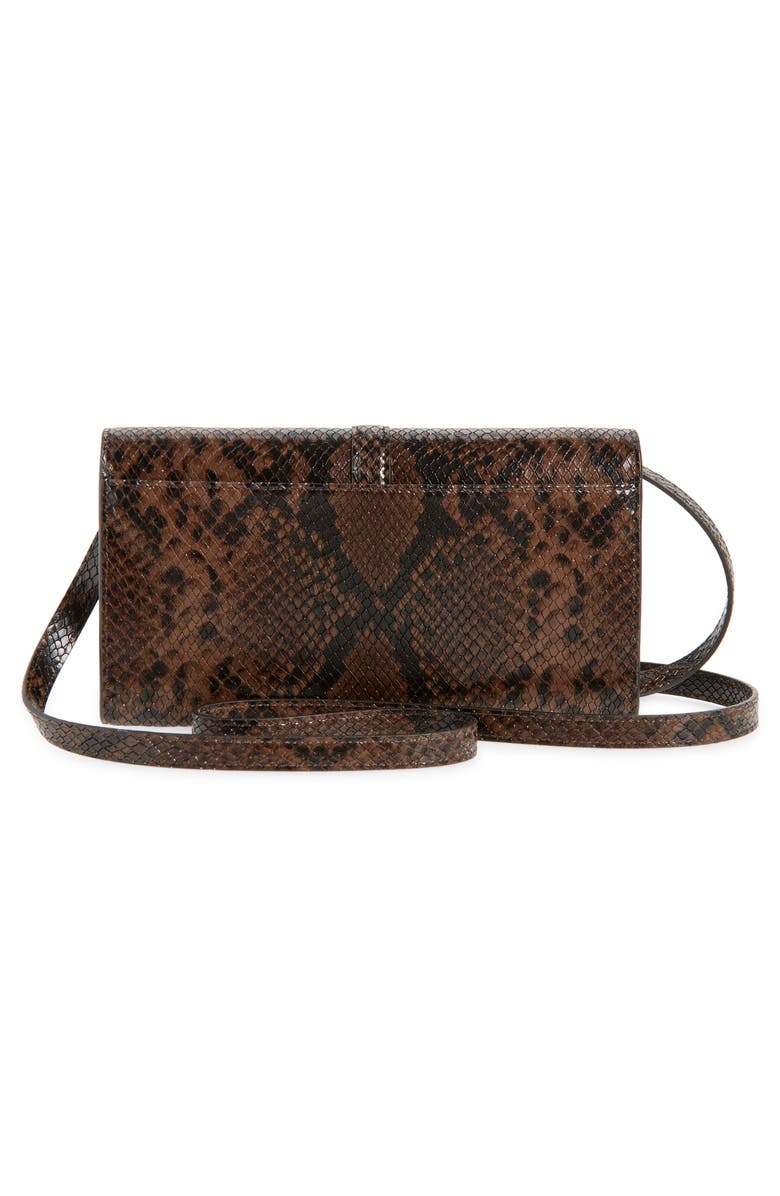 Stella McCartney Ryder Faux Snakeskin Crossbody Clutch, Alternate, color, Espresso
