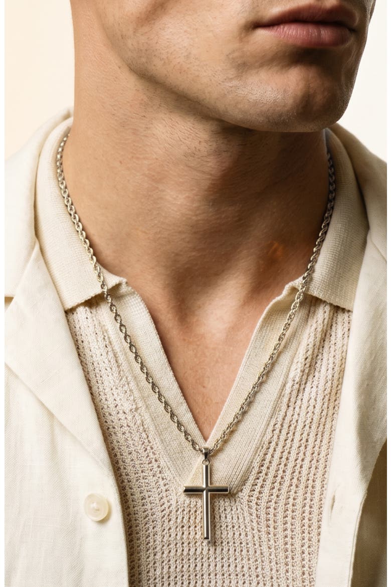 Men's Cross Pendant Necklace, Alternate, color, SILVER