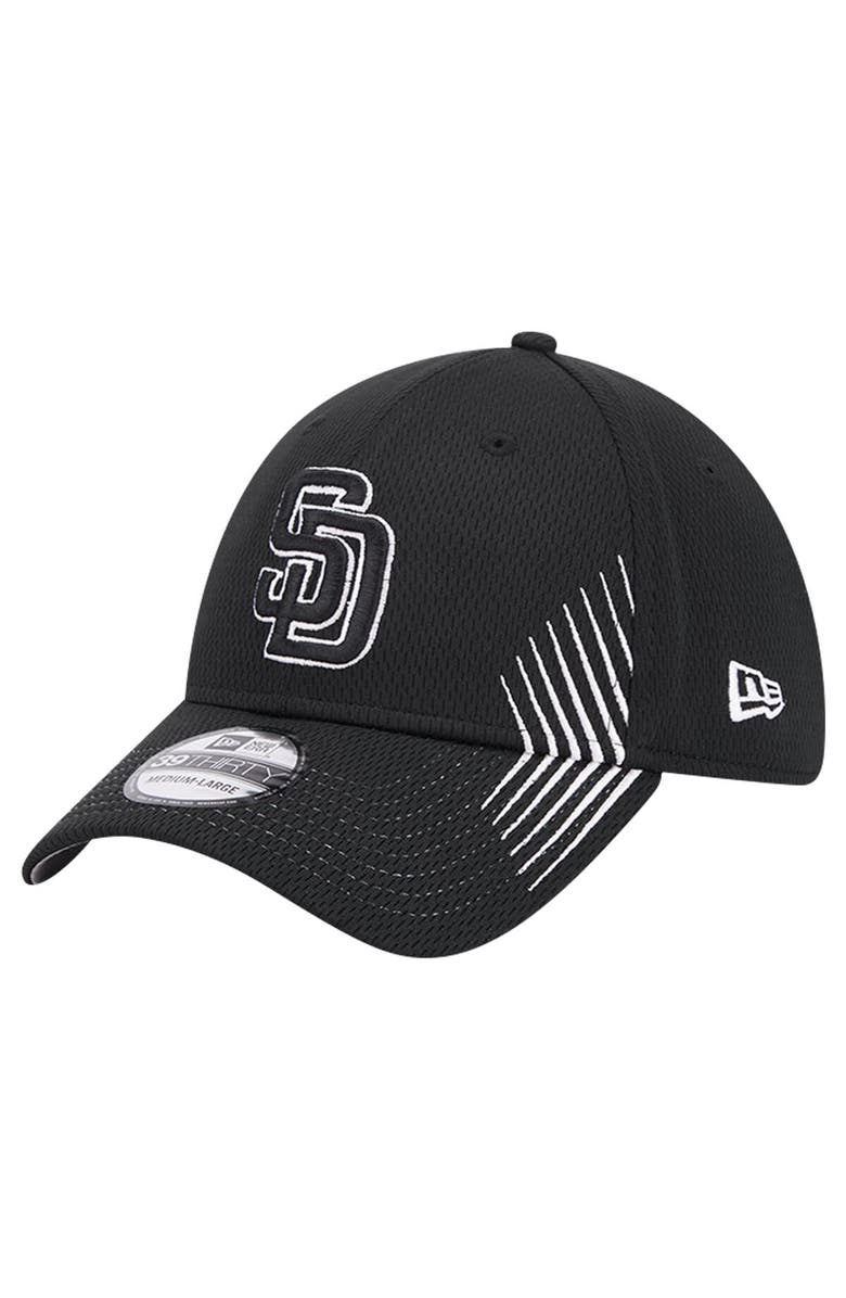 New Era Men's New Era Black San Diego Padres Active Dash Mark 39THIRTY Flex Hat, Main, color, Black