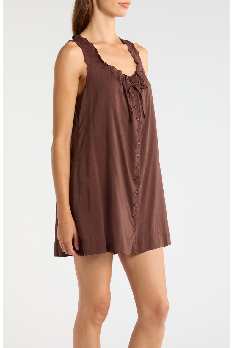 Holly Eyelet Trim Organic Cotton Blend Nightgown, Alternate, color, CAFE