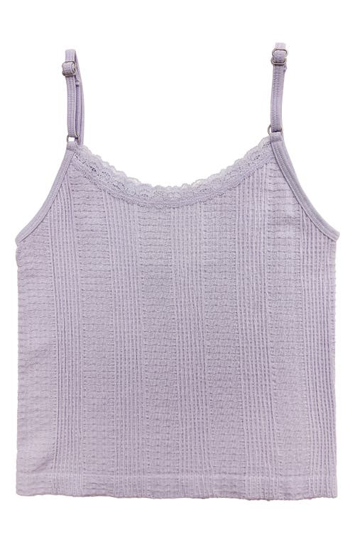 Suzette Collection Kids' Lace Trim Textured Camisole In Purple