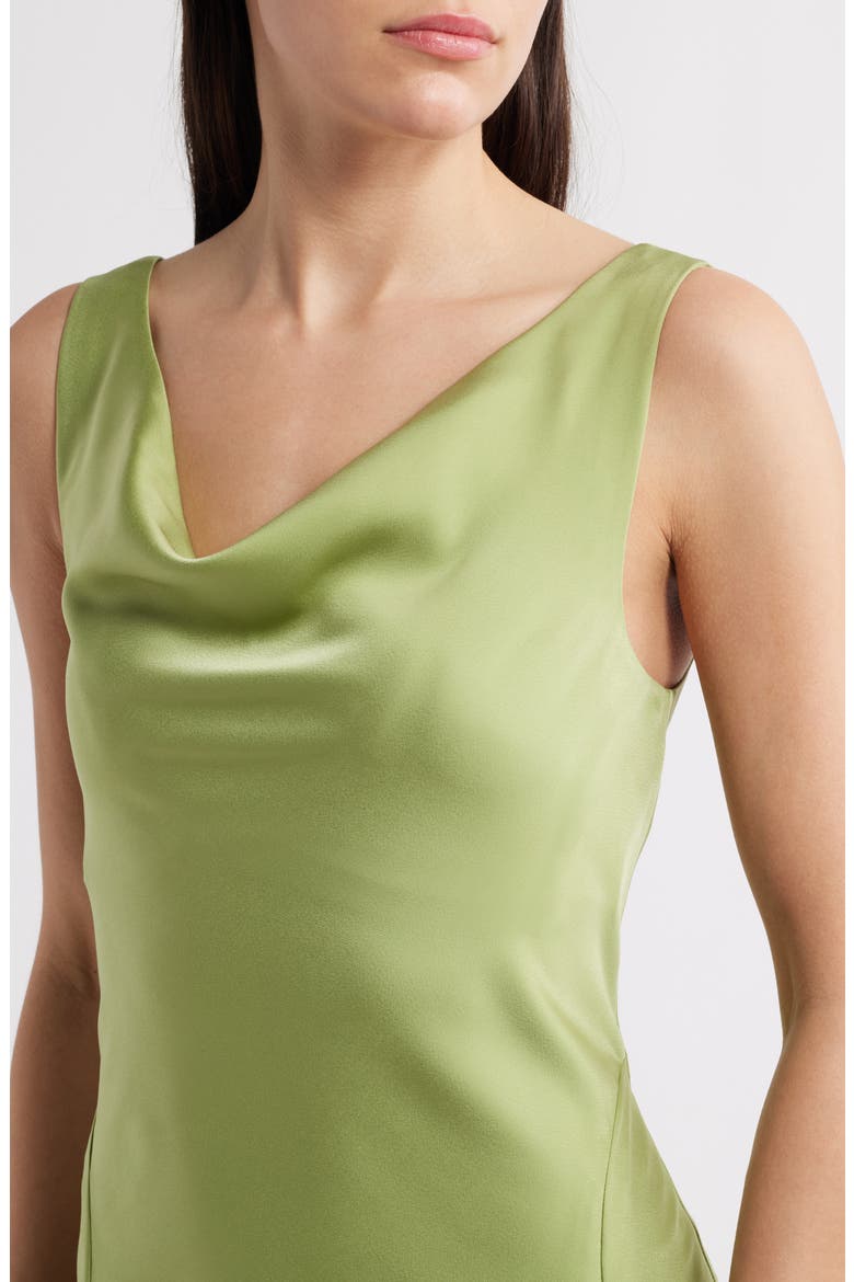 Tala Cowl Neck Satin Gown, Alternate, color, OLIVE