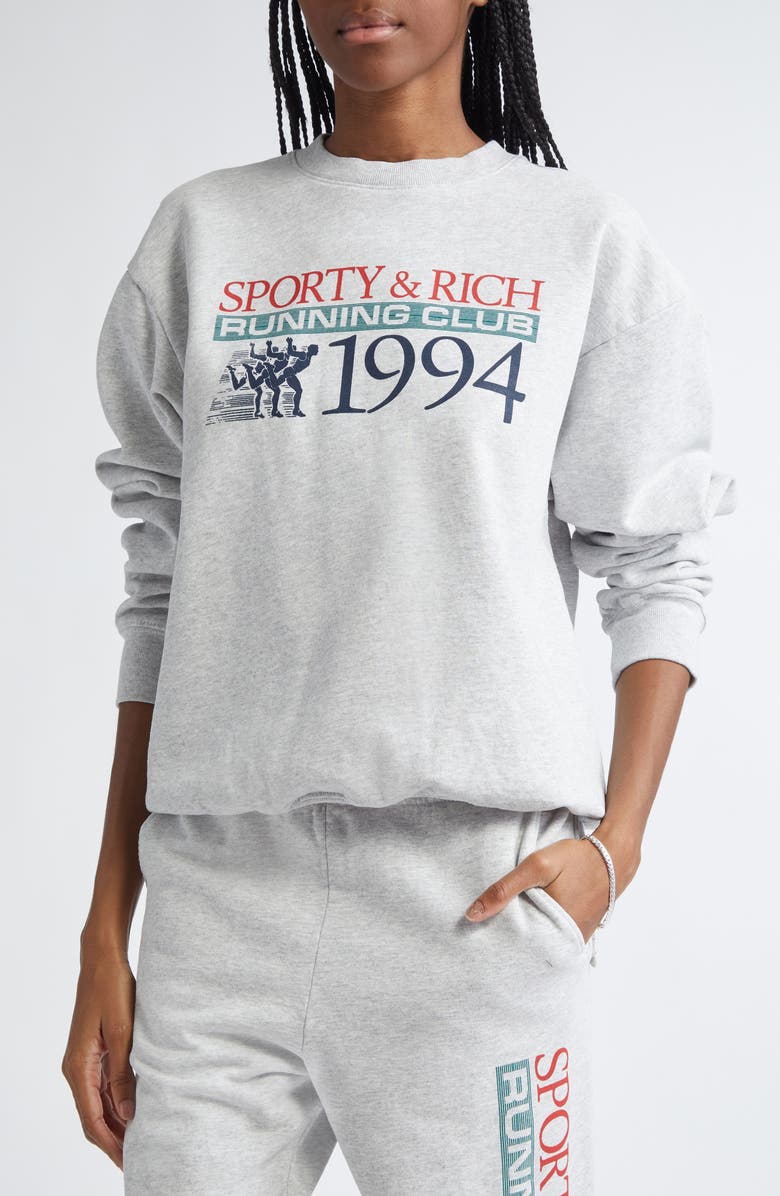 Sporty & Rich Finish Line Crewneck Sweatshirt, Alternate, color, 