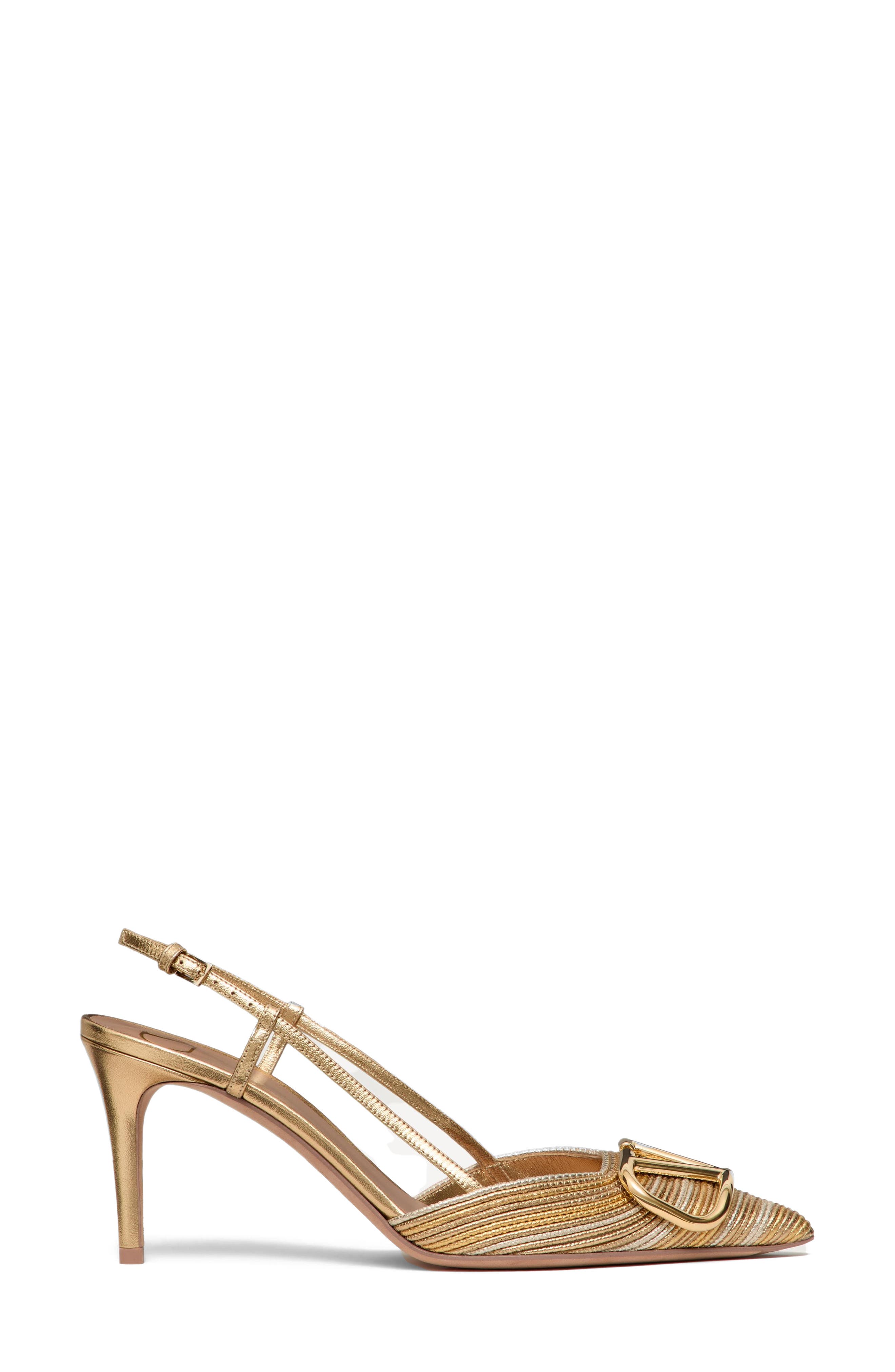 Valentino Garavani VLOGO Signature Metallic Slingback Pump, Alternate, color, Gold